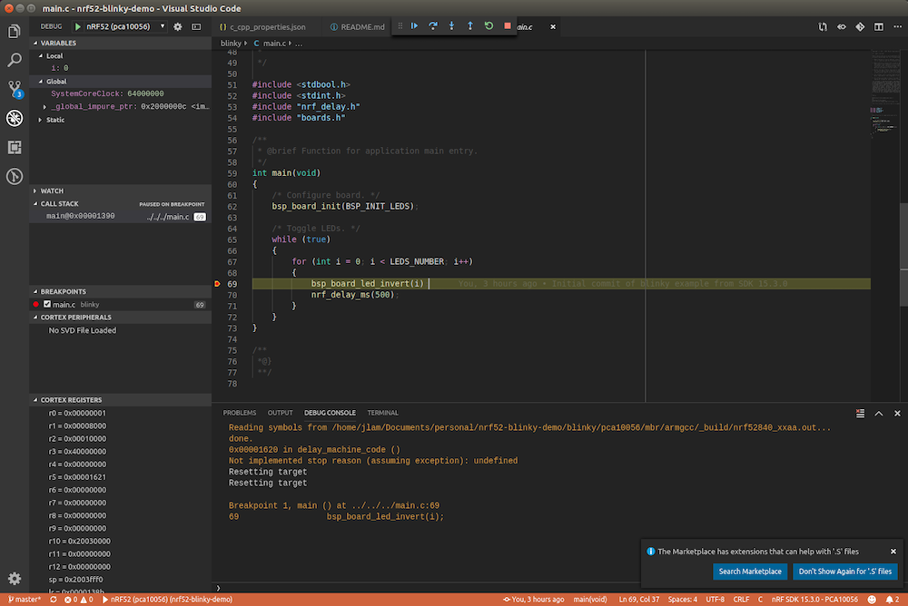 Nordic nRF52 Development with Visual Studio Code